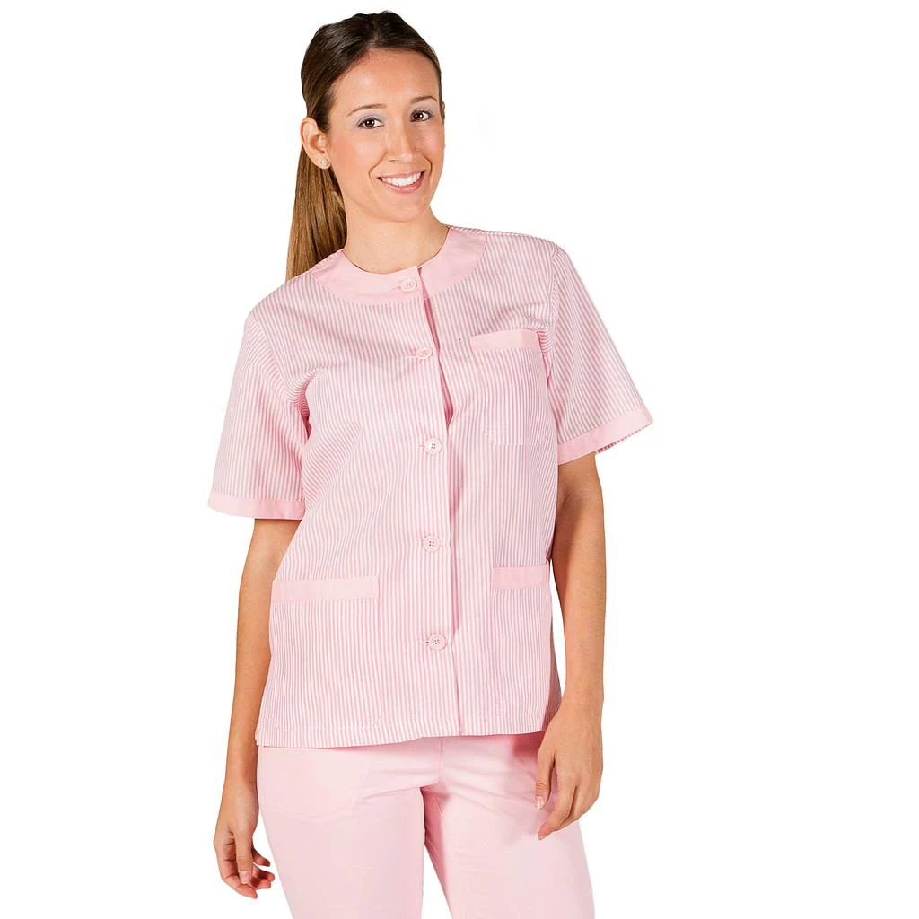 BLUSA SANITARIO UNISEX ABOTONADA VICHY COMBINADA - Image 3