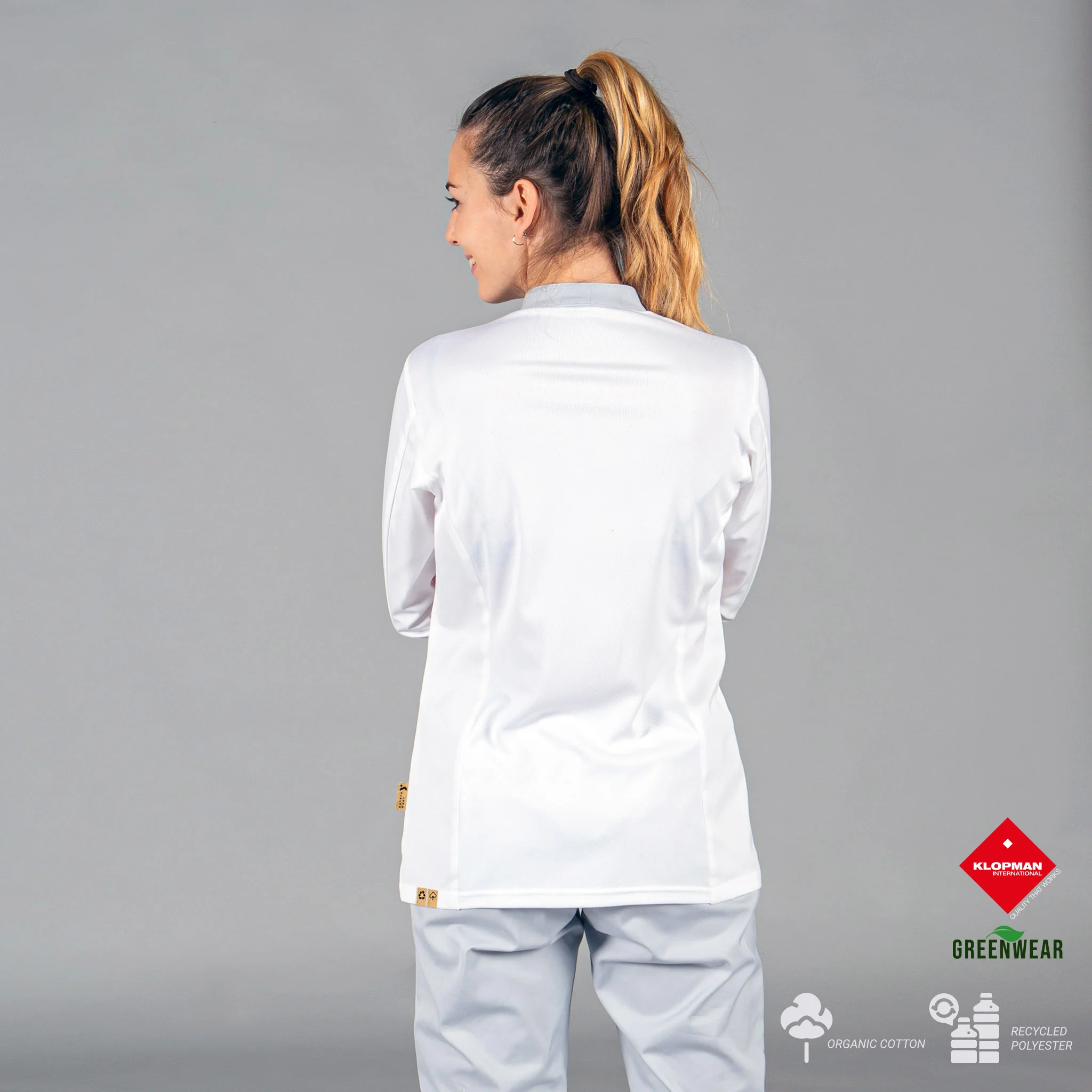 CHAQUETA COCINA MUJER ANAYA TEJIDO RECICLADO Y ORGANICO KLOPMAN - Image 3