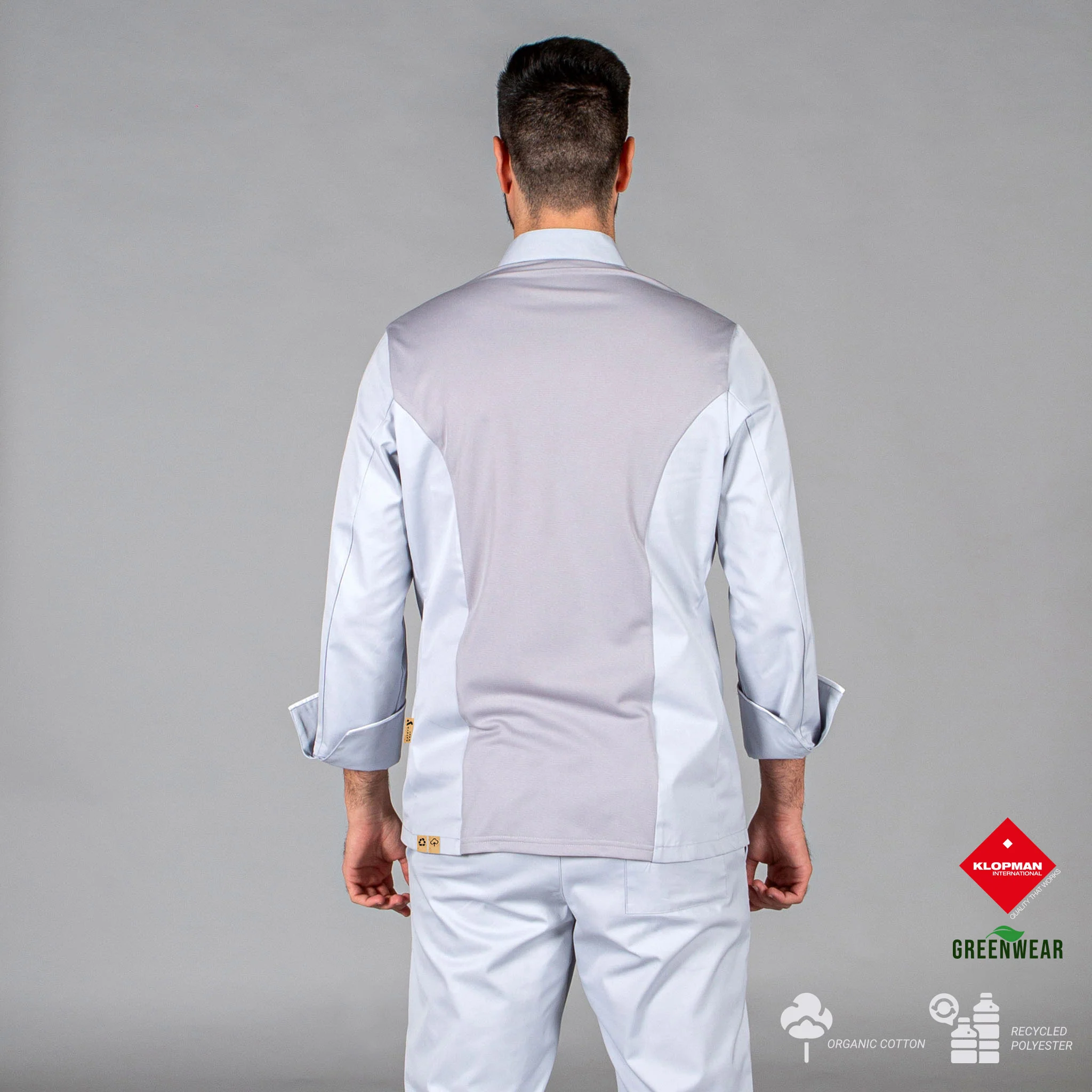 CHAQUETA COCINA UNISEX BELTRAN TEJIDO RECICLADO Y ORGANICO KLOPMAN - Image 3