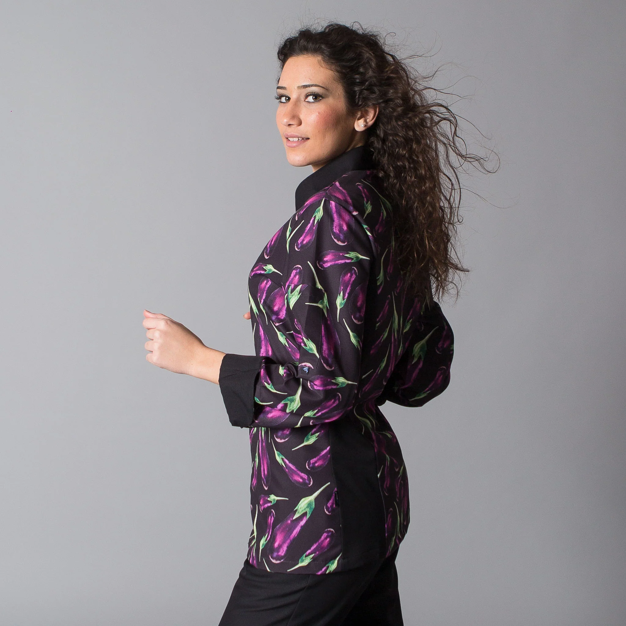 CHAQUETA COCINA UNISEX BERENJENAS - Image 3
