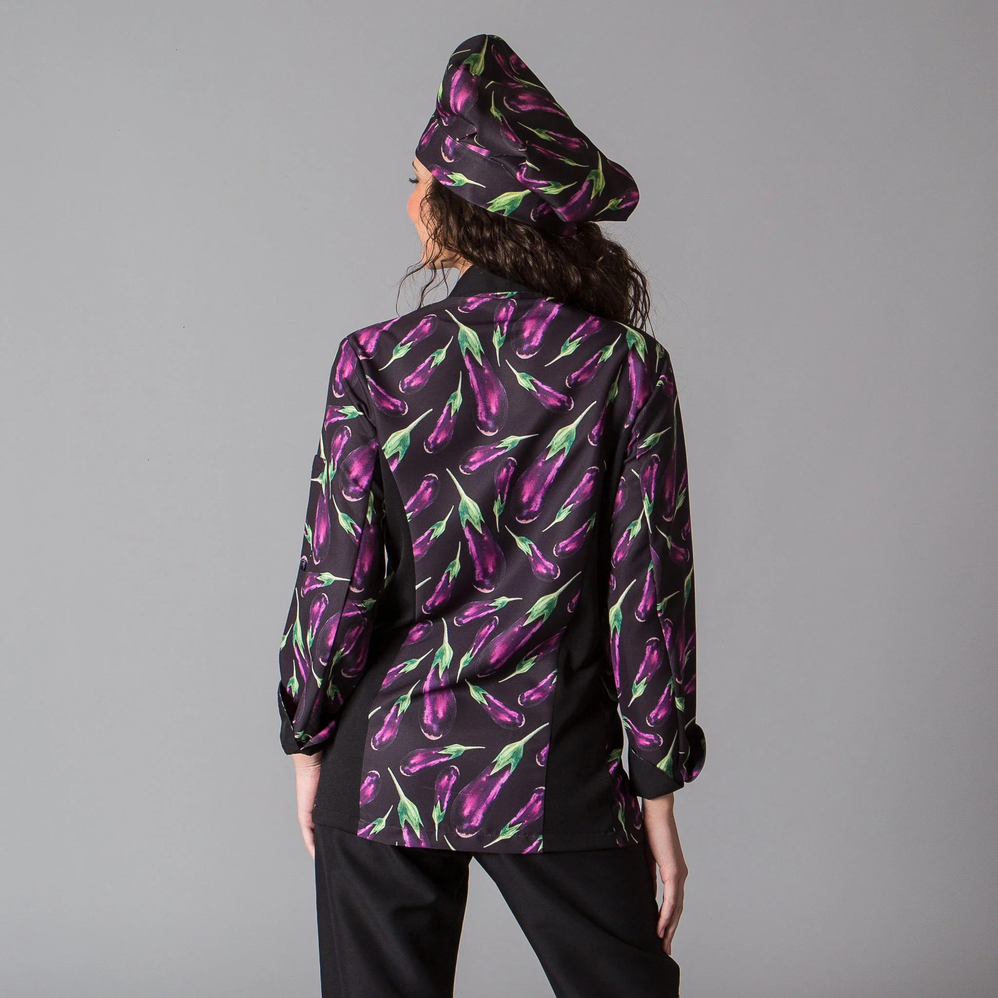 CHAQUETA COCINA UNISEX BERENJENAS - Image 4