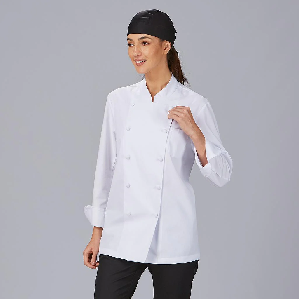 CHAQUETA COCINA UNISEX BOTON FORRADO M/L BLANCA - Image 2