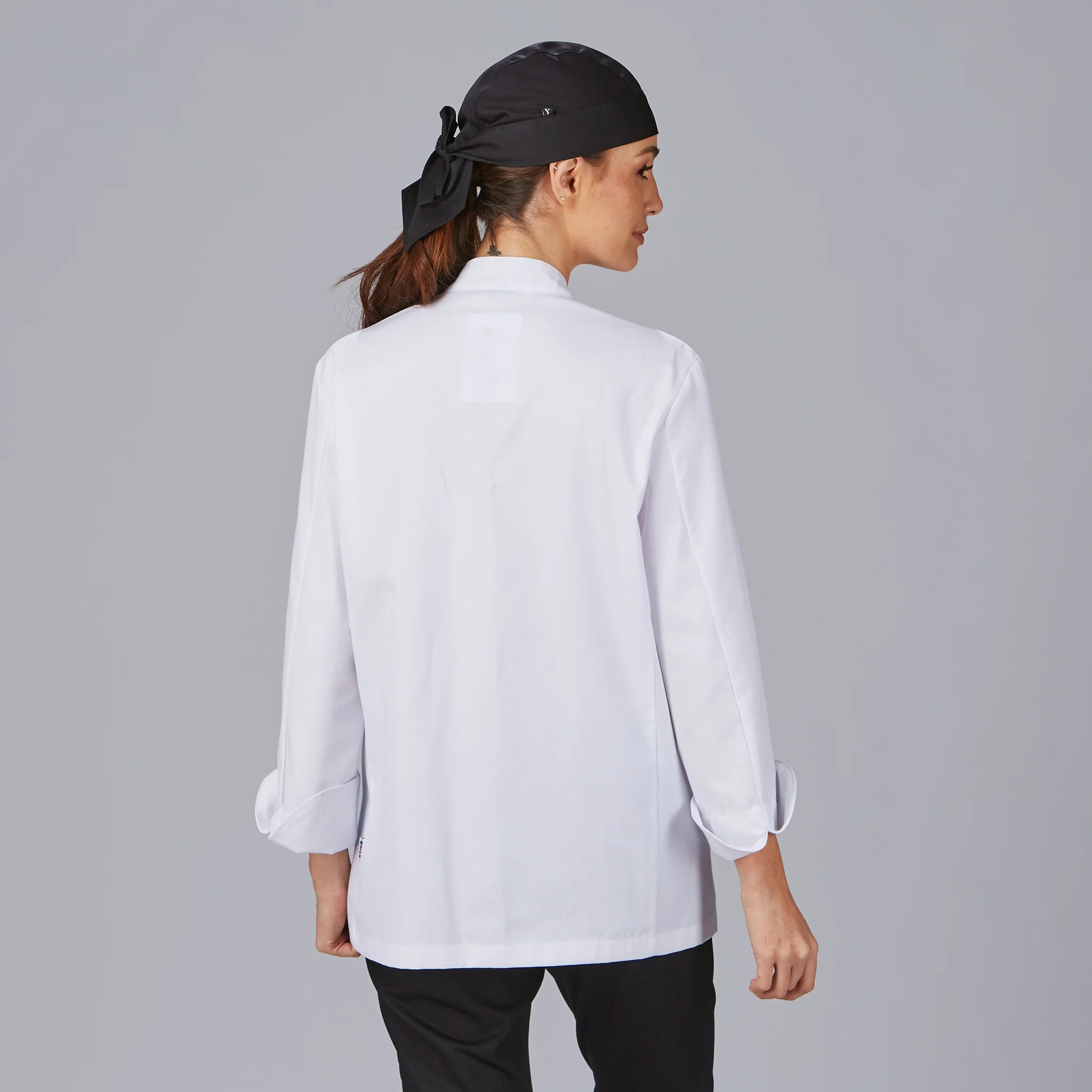 CHAQUETA COCINA UNISEX BOTON FORRADO M/L BLANCA - Image 5