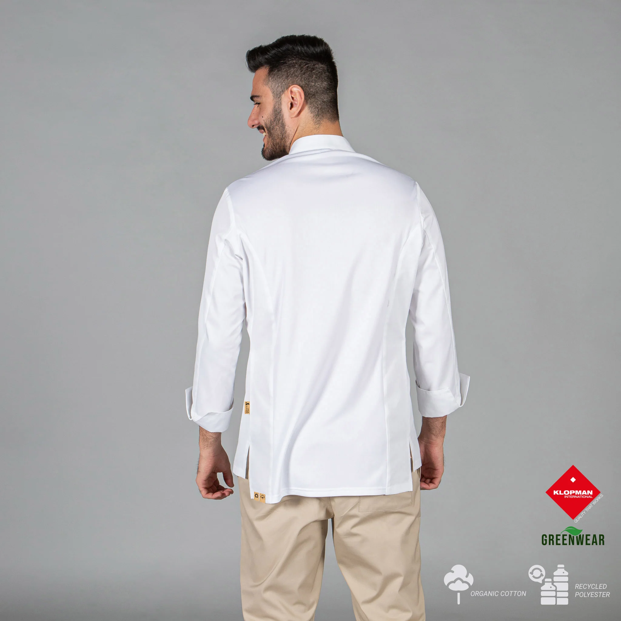CHAQUETA COCINA UNISEX HARO TEJIDO RECICLADO Y ORGANICO KLOPMAN - Image 3
