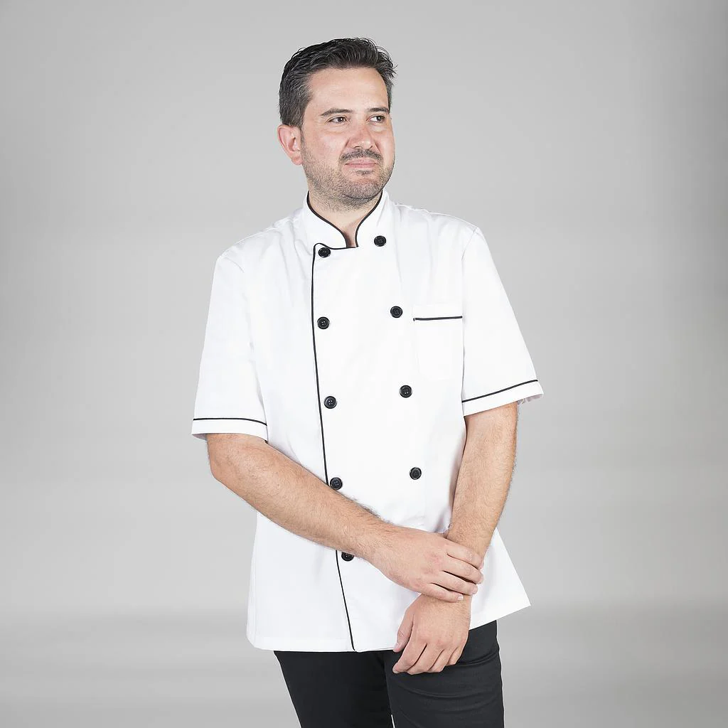 CHAQUETA COCINA UNISEX M/C BLANCA VIVO COLOR - Image 4
