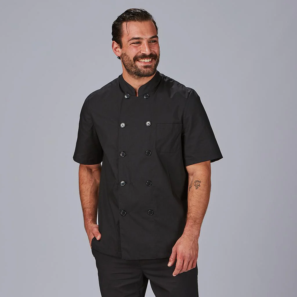 CHAQUETA COCINA UNISEX POPELIN FINO NEGRO M/C - Image 2