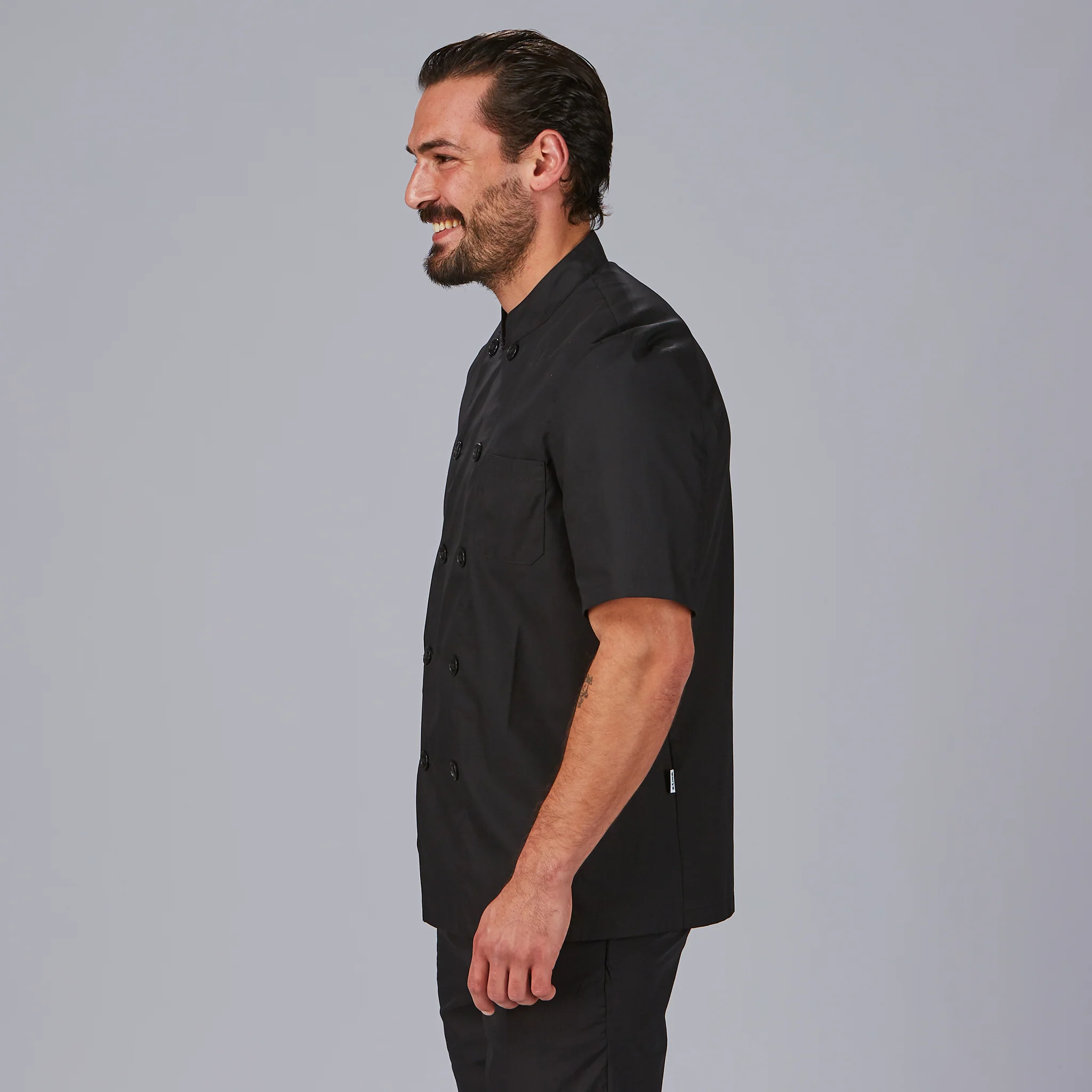 CHAQUETA COCINA UNISEX POPELIN FINO NEGRO M/C - Image 3