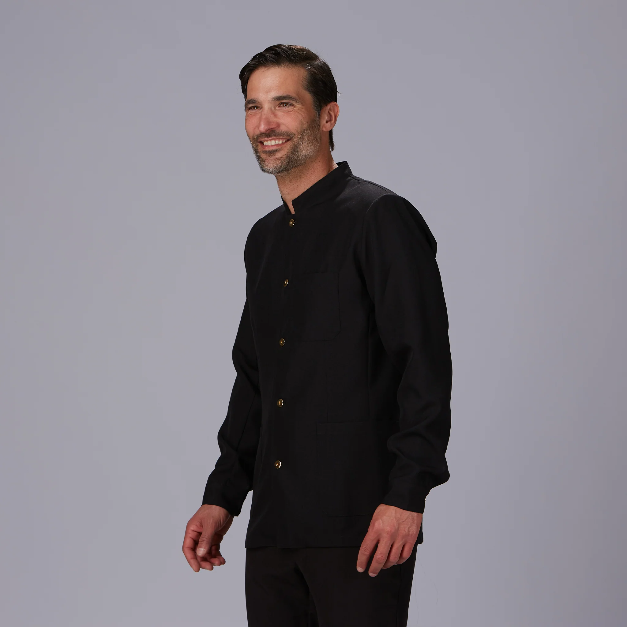 CHAQUETA HOMBRE MAO NEGRA BOTON DORADO - Image 6