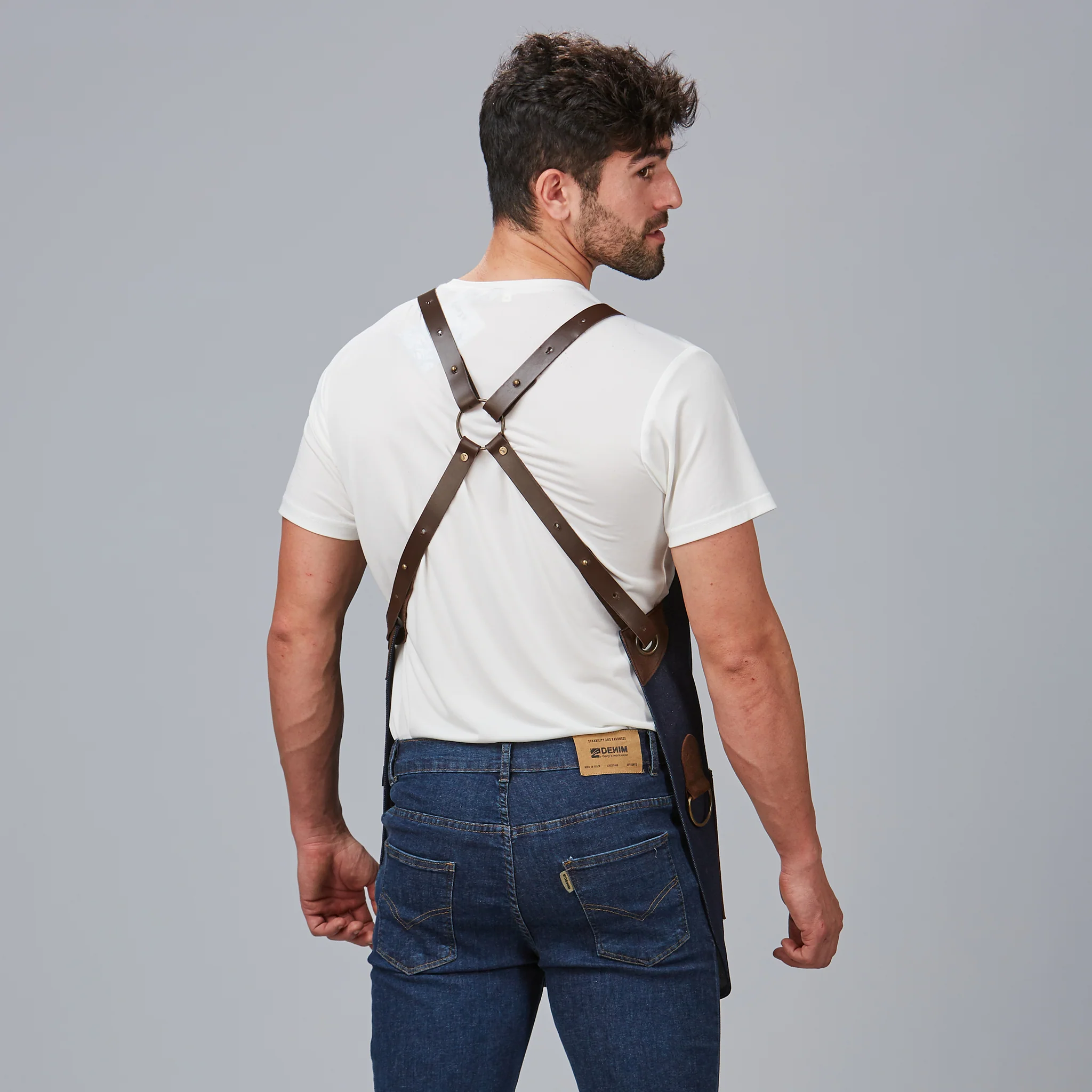 DELANTAL PETO VAQUERO Y PIEL 73X68 CM - Image 4